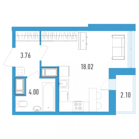 Студия 26.83 м²