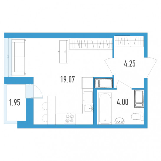 Студия 28.29 м²