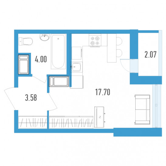 Студия 26.32 м²