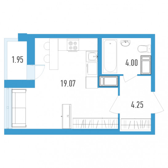 Студия 28.29 м²