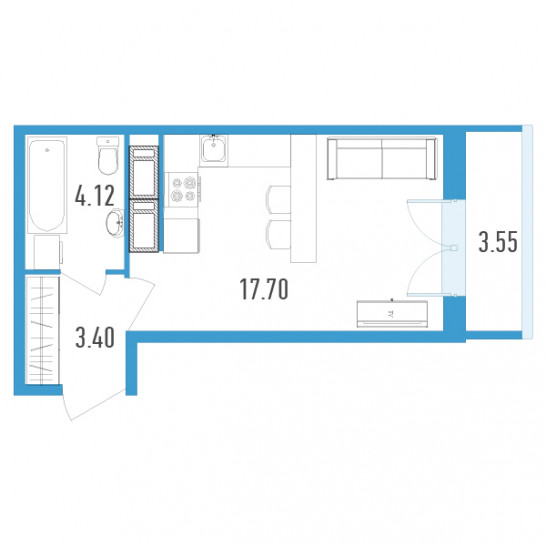 Студия 26.29 м²